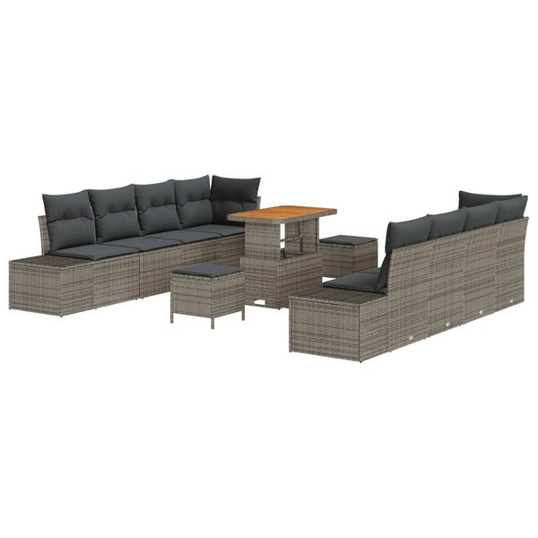 vidaXL Sada zahradn&iacute;ch pohovek 11 pcs Světl&aacute; &scaron;ed&aacute; a tmav&aacute; &scaron;ed&aacute;