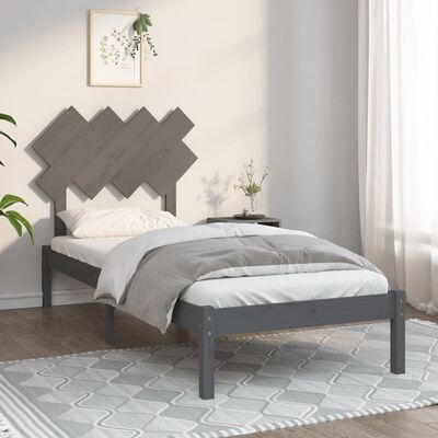 vidaXL Rám postele šedý 90 x 200 cm masivní dřevo