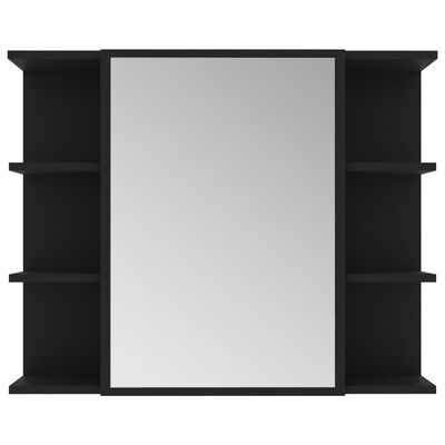 vidaXL Koupelnová skříňka se zrcadlem černá 80x20,5x64 cm dřevotříska