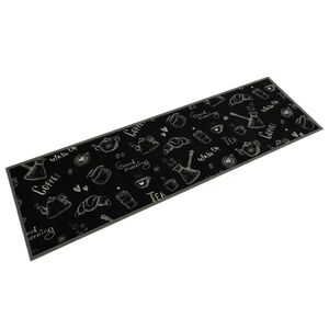 vidaXL Kuchyňsk&yacute; koberec omyvateln&yacute; R&aacute;no čern&yacute; 45 x 150 cm samet