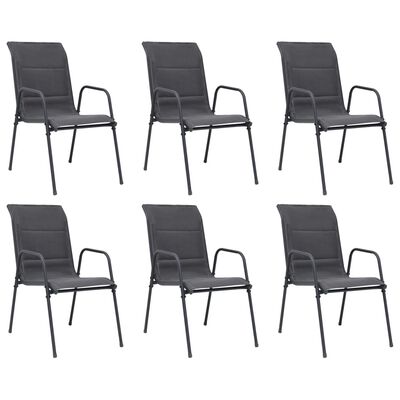 vidaXL Stohovatelné zahradní židle 6 ks ocel a textilen antracitové