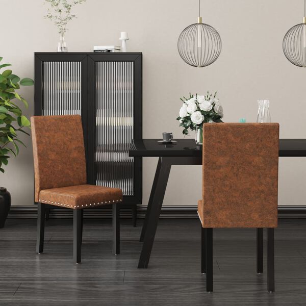 vidaXL J&iacute;deln&iacute; židle 2 ks hněd&eacute; textil