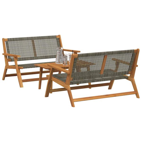 vidaXL Zahradní židle se stolem 3 pcs Šedá 90 x 45 x 40 cm