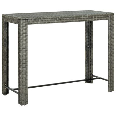 vidaXL Zahradní barový stůl šedý 140,5 x 60,5 x 110,5 cm polyratan