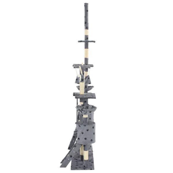 vidaXL Škrabadlo pro kočky sisalové sloupky 230-250 cm šedé s tlapkami