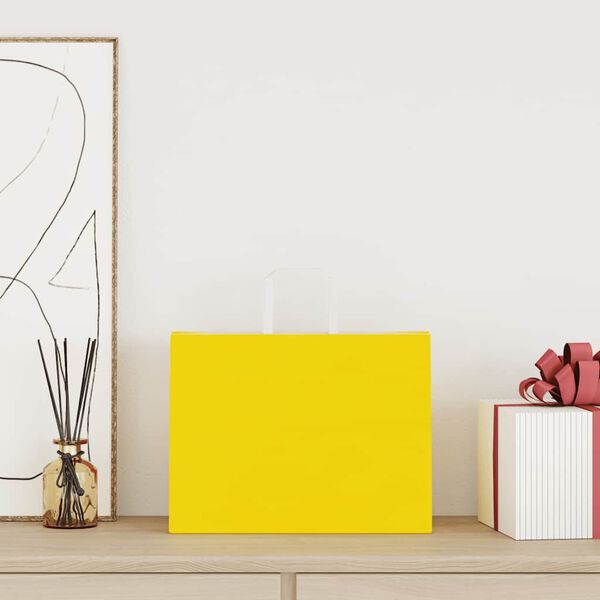 vidaXL Pap&iacute;rov&eacute; ta&scaron;ky 50 ks s uchy Žlut&aacute; 32x17x25 cm