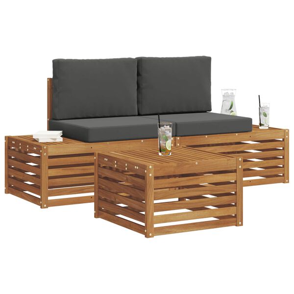 vidaXL Venkovn&iacute; pohovkov&aacute; souprava 3 Kus Přirozen&aacute; a Anthracitov&aacute;