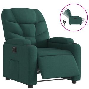 vidaXL Elektrick&eacute; polohovac&iacute; křeslo tmavě zelen&eacute; textil