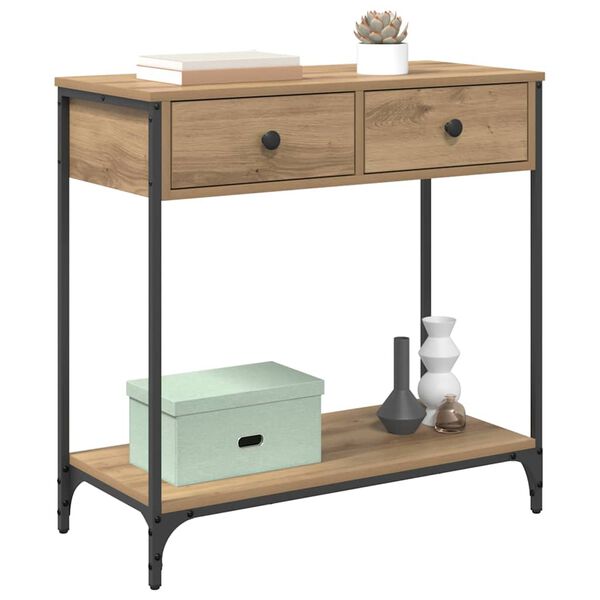 vidaXL Konzolov&yacute; stolek se z&aacute;suvkou Artisanov&yacute; dub 75 x 34,5 x 75 cm