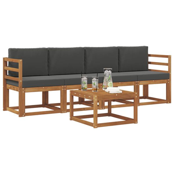 vidaXL Venkovn&iacute; pohovkov&aacute; souprava 5 pcs Přirozen&aacute; a Anthracitov&aacute;