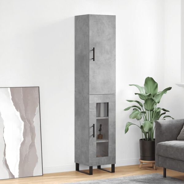 vidaXL Skř&iacute;ň highboard betonově &scaron;ed&aacute; 34,5x34x180 cm kompozitn&iacute; dřevo