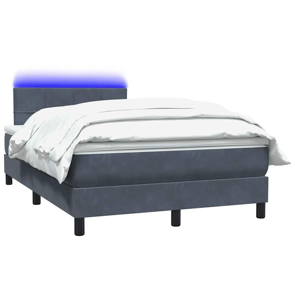 vidaXL Box spring postel s matrac&iacute; a LED tmavě &scaron;ed&aacute; 120x220 cm samet