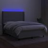 vidaXL Box spring postel s matrac&iacute; a LED světle &scaron;ed&aacute; 140x190 cm textil
