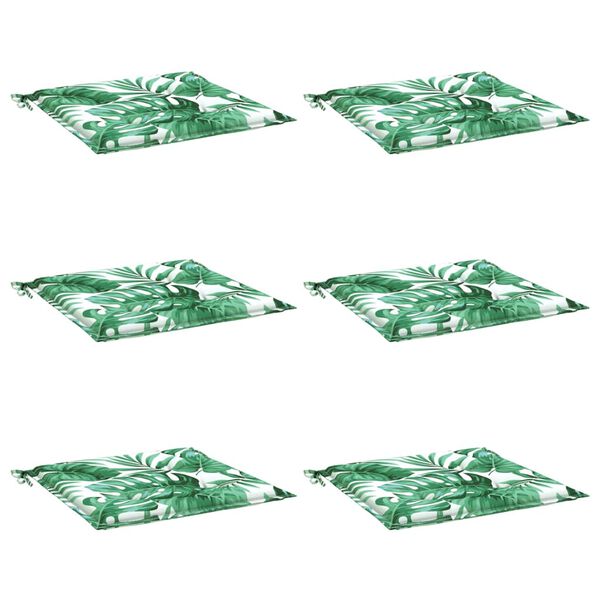 vidaXL Podu&scaron;ky na židli 6 ks vzor listů 40 x 40 x 4 cm textil