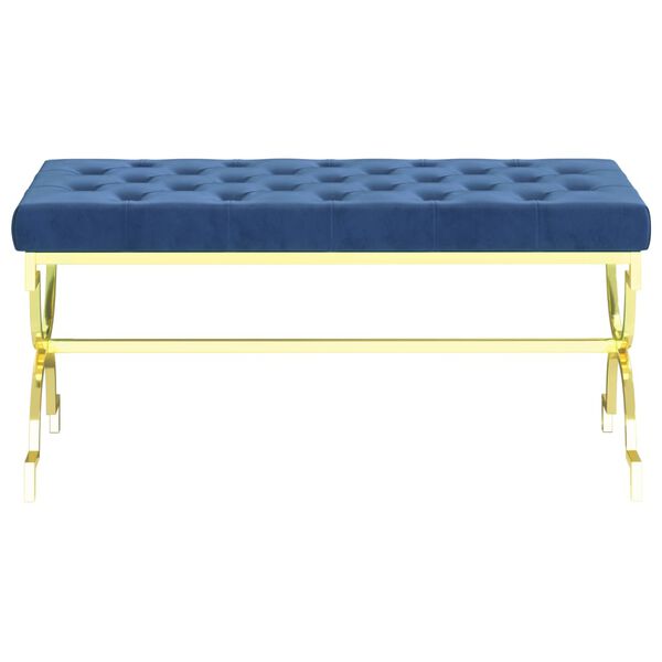 vidaXL Lavice 99 cm modr&aacute; samet a nerezov&aacute; ocel