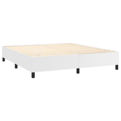 vidaXL Box spring postel s matrací a LED bílá 160x200 cm umělá kůže