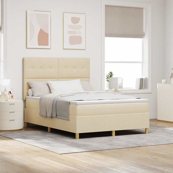 vidaXL Postel s boxspringem s matrac&iacute; Kr&eacute;mov&aacute; 140 x 200 cm textil