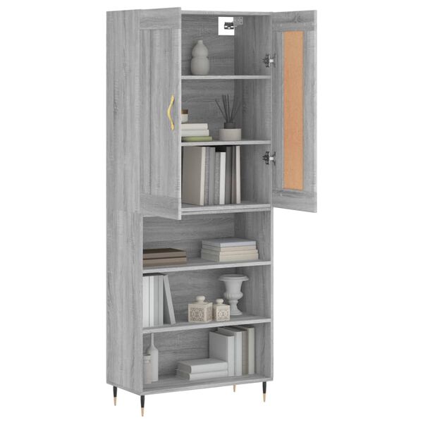 vidaXL Skř&iacute;ň highboard &scaron;ed&aacute; sonoma 69,5 x 34 x 180 cm kompozitn&iacute; dřevo