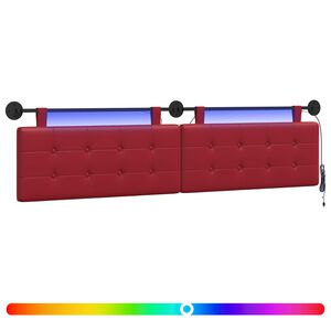 vidaXL Z&aacute;věsn&eacute; čelo postele S LED osvětlen&iacute;m V&iacute;no Červen&eacute; Uměl&aacute; kůže