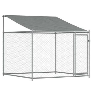 vidaXL Klec pro psy se střechou a dv&iacute;řky &scaron;ed&aacute; 2x2x2 m pozinkovan&aacute; ocel