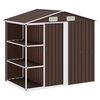 vidaXL Zahradn&iacute; domek s reg&aacute;lem hněd&yacute; 205 x 130 x 183 cm železo