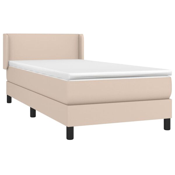 vidaXL Box spring postel s matrac&iacute; cappuccino 100x200 cm uměl&aacute; kůže