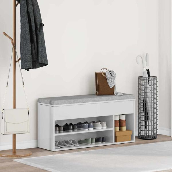 vidaXL Botn&iacute;k b&iacute;l&yacute; s vysok&yacute;m leskem 102x30,5x45 cm kompozitn&iacute; dřevo