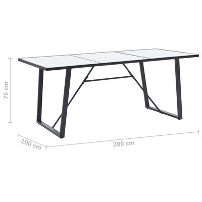 vidaXL Jídelní stůl bílý 200 x 100 x 75 cm tvrzené sklo