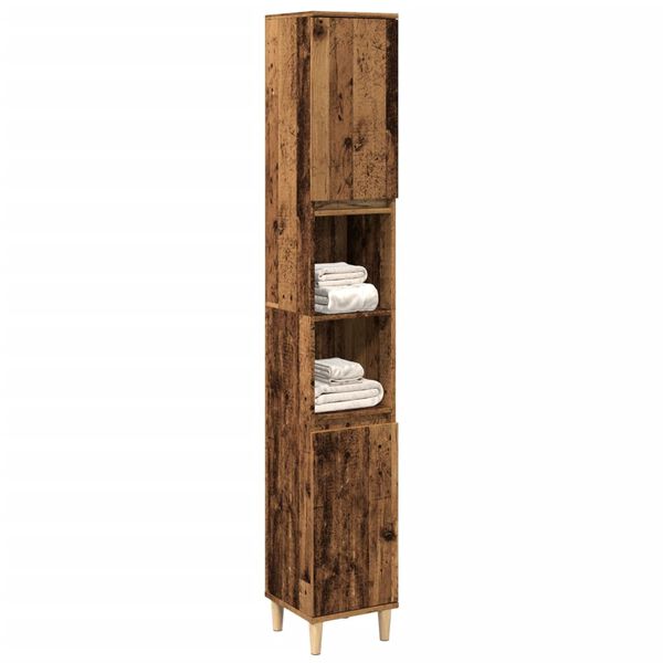 vidaXL Koupelnov&aacute; skř&iacute;ňka old wood 30 x 30 x 190 cm kompozitn&iacute; dřevo