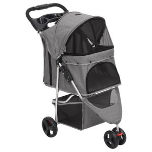 vidaXL Skl&aacute;dac&iacute; koč&aacute;rek pro psa &scaron;ed&yacute; 80 x 46 x 98 cm oxfordsk&aacute; tkanina