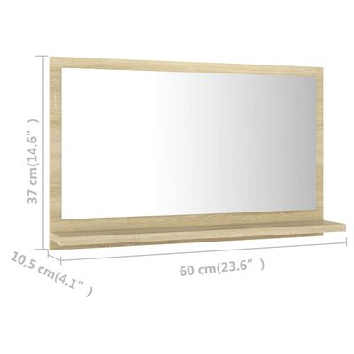 vidaXL Koupelnové zrcadlo dub sonoma 60 x 10,5 x 37 cm dřevotříska