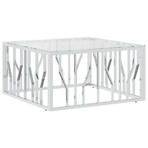 vidaXL Konferenčn&iacute; stolek 80 x 80 x 40 cm nerezov&aacute; ocel a sklo