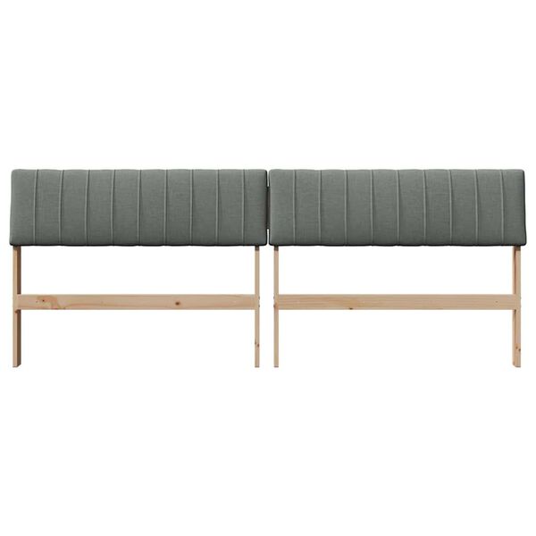 vidaXL Čalouněn&eacute; čelo postele Tmavě &scaron;ed&aacute; 200 cm Masivn&iacute; borov&eacute; dřevo