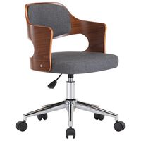 vidaXL Otočná kancelářská židle šedá ohýbané dřevo a textil