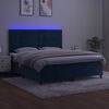 vidaXL Box spring postel s matrac&iacute; a LED tmavě modr&aacute; 180x200 cm samet