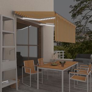 vidaXL Automatick&aacute; mark&yacute;za roleta LED a senzor větru 3x2,5 m žlutob&iacute;l&aacute;
