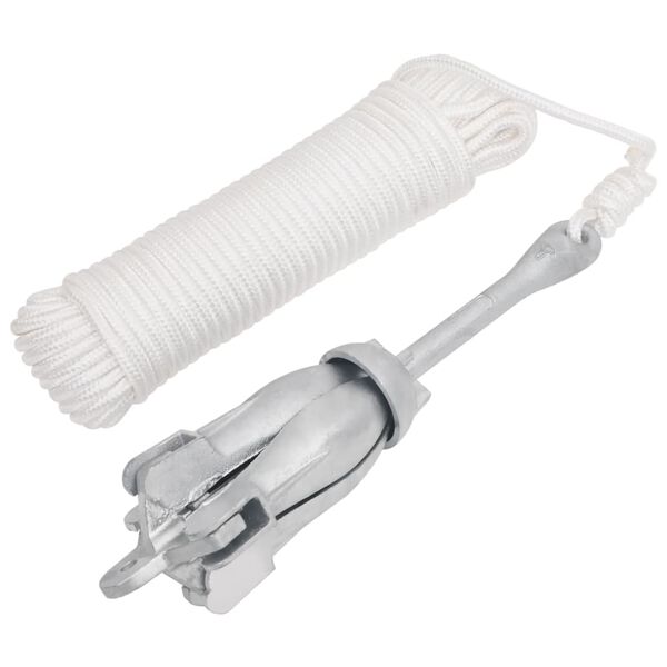 vidaXL Skládací kotva s lanem stříbrná 6 kg žárově pozinkovaná litina