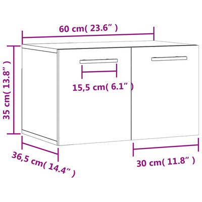 vidaXL Nástěnná skříňka bílá s vysokým leskem 60x36,5x35 cm kompozit