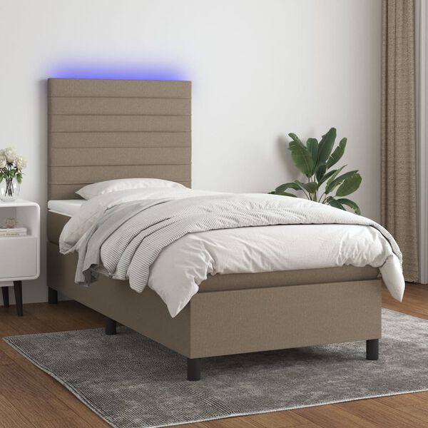 vidaXL Box spring postel s matrac&iacute; a LED taupe 80 x 200 cm textil