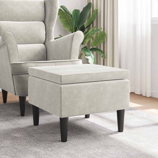 vidaXL Taburetka s dřevěn&yacute;mi nohami kr&eacute;mov&aacute; sametov&aacute;