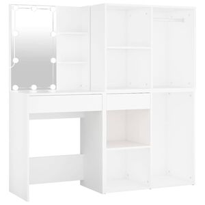 vidaXL LED toaletn&iacute; stolek se 2 skř&iacute;ňkami b&iacute;l&yacute; kompozitn&iacute; dřevo