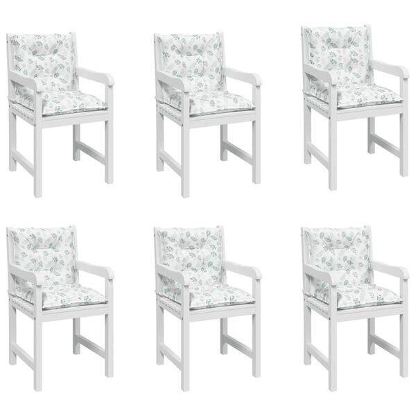 vidaXL Podu&scaron;ky na židli s n&iacute;zk&yacute;m opěradlem 6 ks vzor listů textil