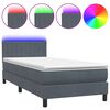 vidaXL Box spring postel s matrac&iacute; a LED tmavě &scaron;ed&aacute; 100x210 cm samet