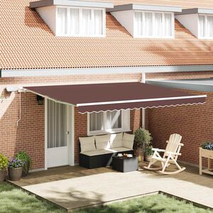 vidaXL Ručně zatahovac&iacute; mark&yacute;za s LED světly hněd&aacute; 450 x 300 cm