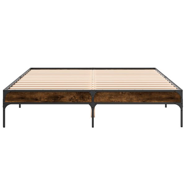 vidaXL R&aacute;m postele kouřov&yacute; dub 150 x 200 cm kompozitn&iacute; dřevo a kov