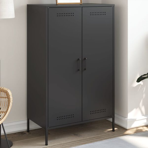 vidaXL Skříň highboard černá 68 x 39 x 113 cm ocel