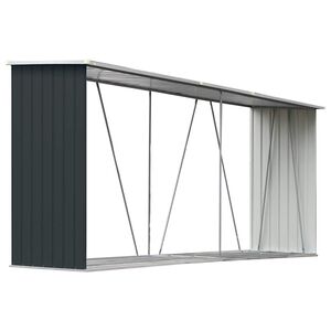 vidaXL Zahradn&iacute; kůlna na dř&iacute;v&iacute; pozinkovan&aacute; ocel 330x84x152 cm antracit