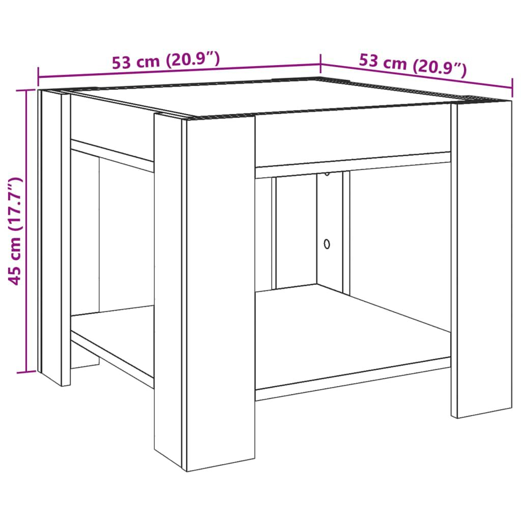 vidaXL Konferenční stolek s LED kouřový dub 53 x 53 x 45 cm kompozit