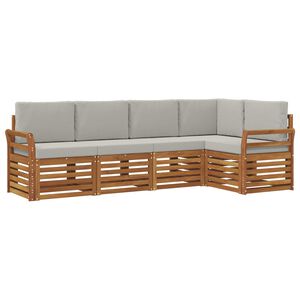 vidaXL Rohov&aacute; sofa sada s pol&scaron;t&aacute;řem 5 pcs Př&iacute;rodn&iacute; a světle &scaron;ed&aacute;