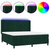 vidaXL Box spring postel s matrac&iacute; a LED tmavě zelen&aacute; 180x200 cm samet